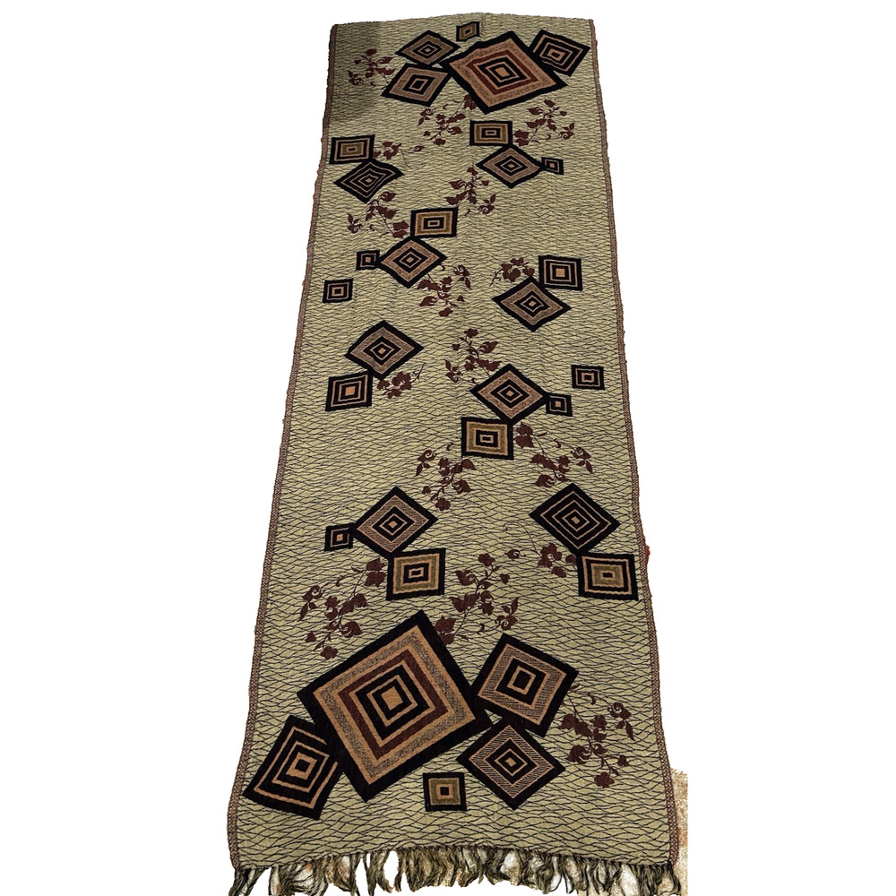 Gorgeous Vtg Hand Woven Kuba African textured Congo Traditional like Scarf Wrap